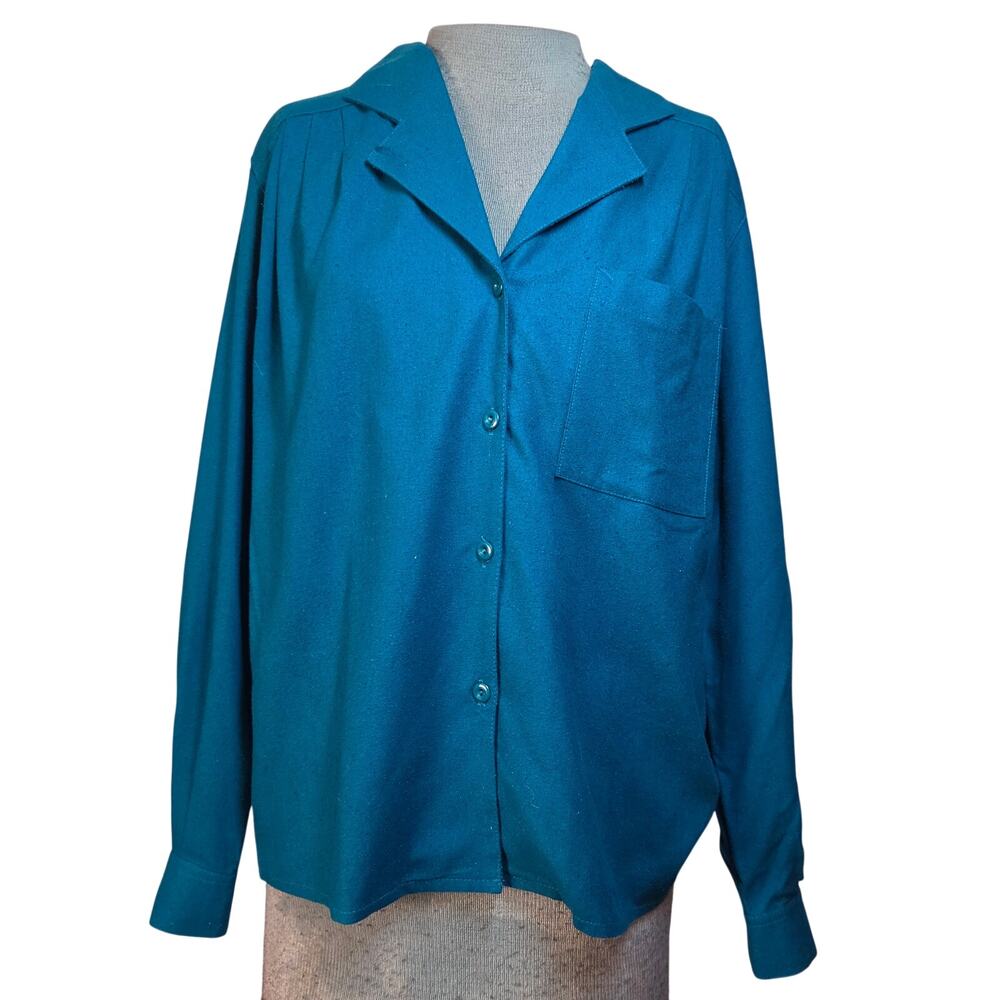 Vintage Blue Silk Blouse Size Small